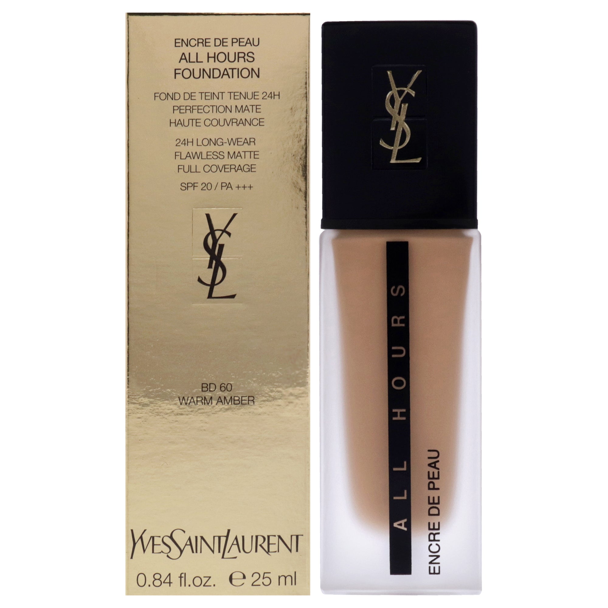 All Hours Foundation SPF 20 - BD60 Warm Amber by Yves Saint Laurent for Women - 0.84 oz Foundation