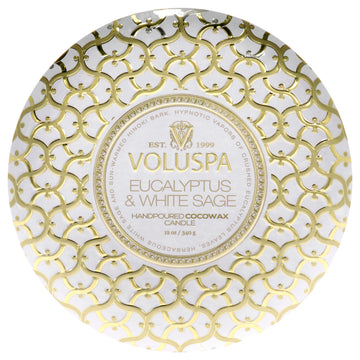 Maison Blanc Collection 3 Wick Tin Candle - Eucalyptus and White Sage by Voluspa for Unisex - 12 oz Candle
