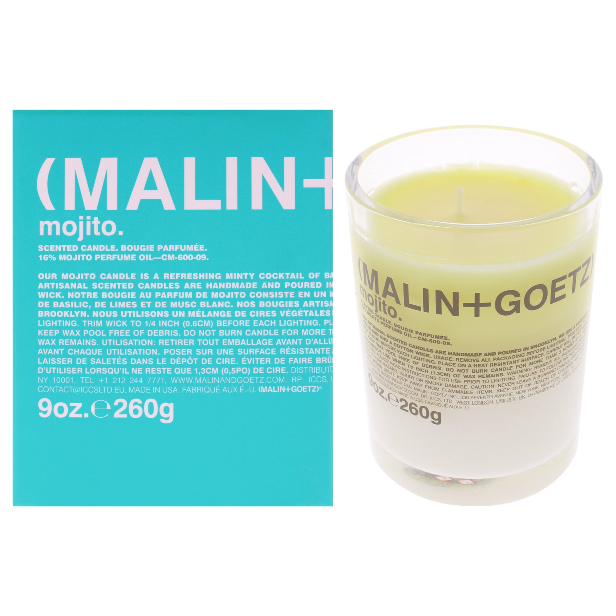 Scented Candle - Mojito by Malin + Goetz for Unisex - 9 oz Candle