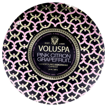 Maison Noir Collection 3 Wick Tin Candle - Pink Citron Grapefruit by Voluspa for Unisex - 12 oz Candle