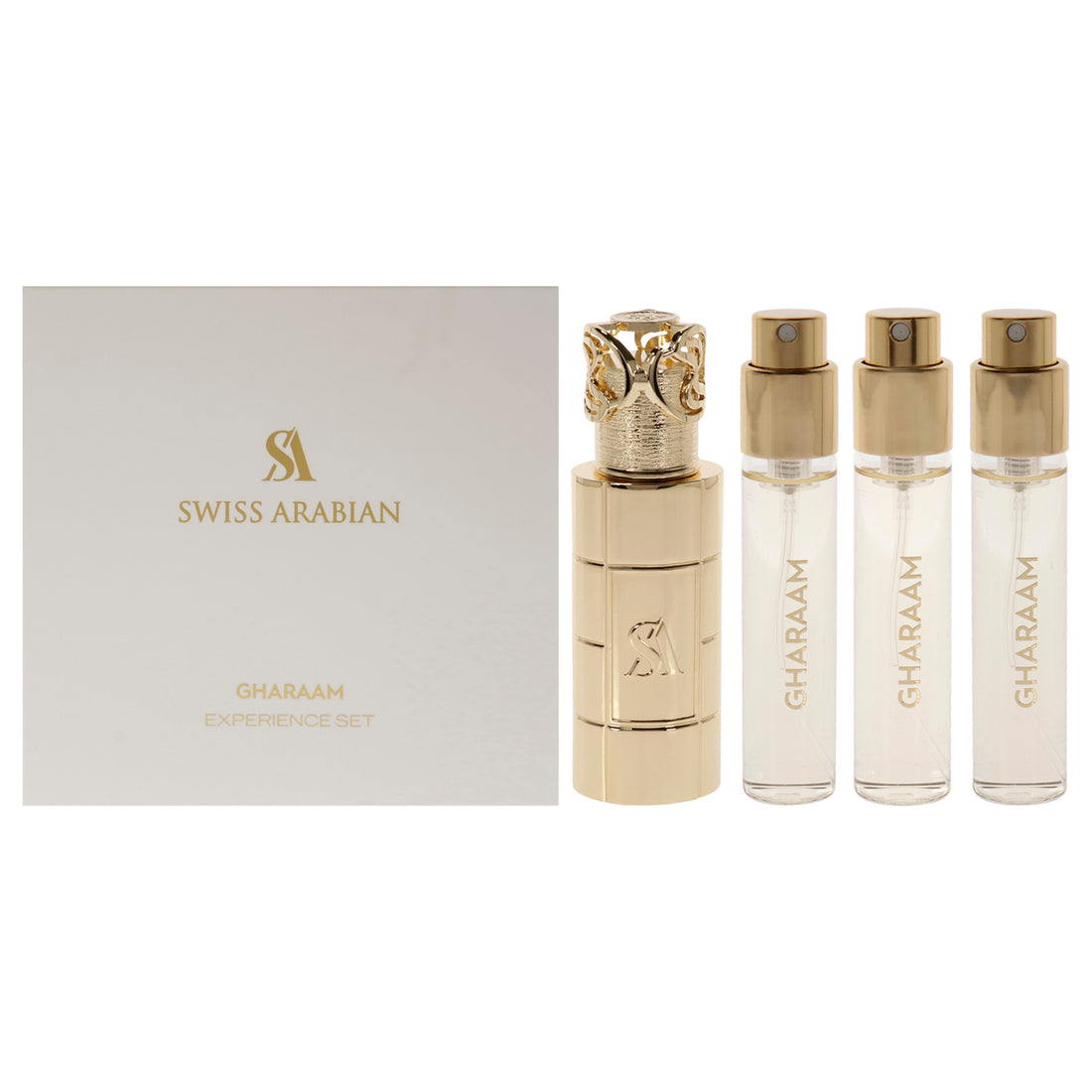 Gharaam Experience Set by Swiss Arabian for Unisex - 3 x 1 oz EDP Spray (Refill), Travel Spray Case