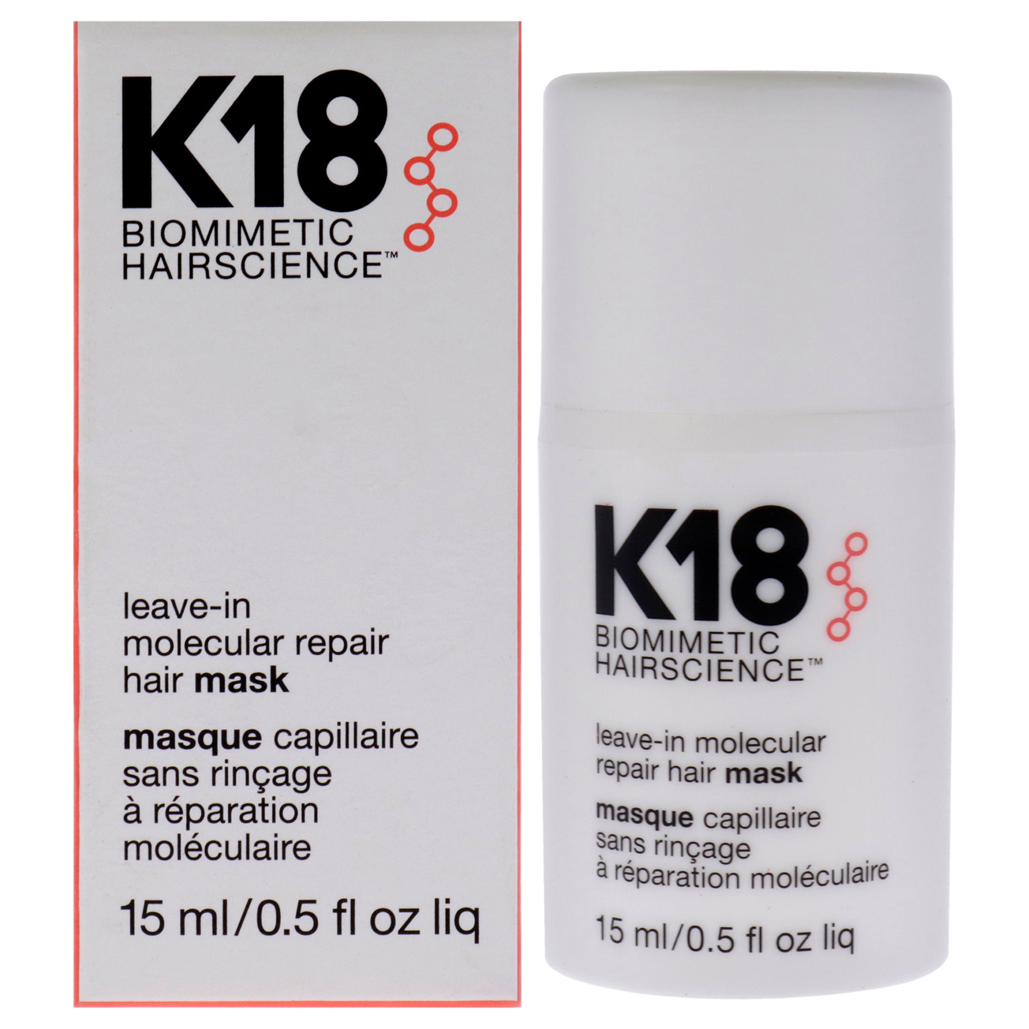 Leave-in Molecular Repair Hair Mask by K18 Hair for Women - 0.5 oz Mask
