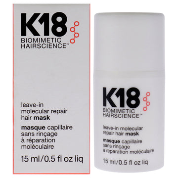 Leave-in Molecular Repair Hair Mask by K18 Hair for Women - 0.5 oz Mask