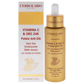 Vitamin C and 24K Gold Anti Age Power Revitalising Face Serum by LErbolario for Unisex - 1 oz Serum