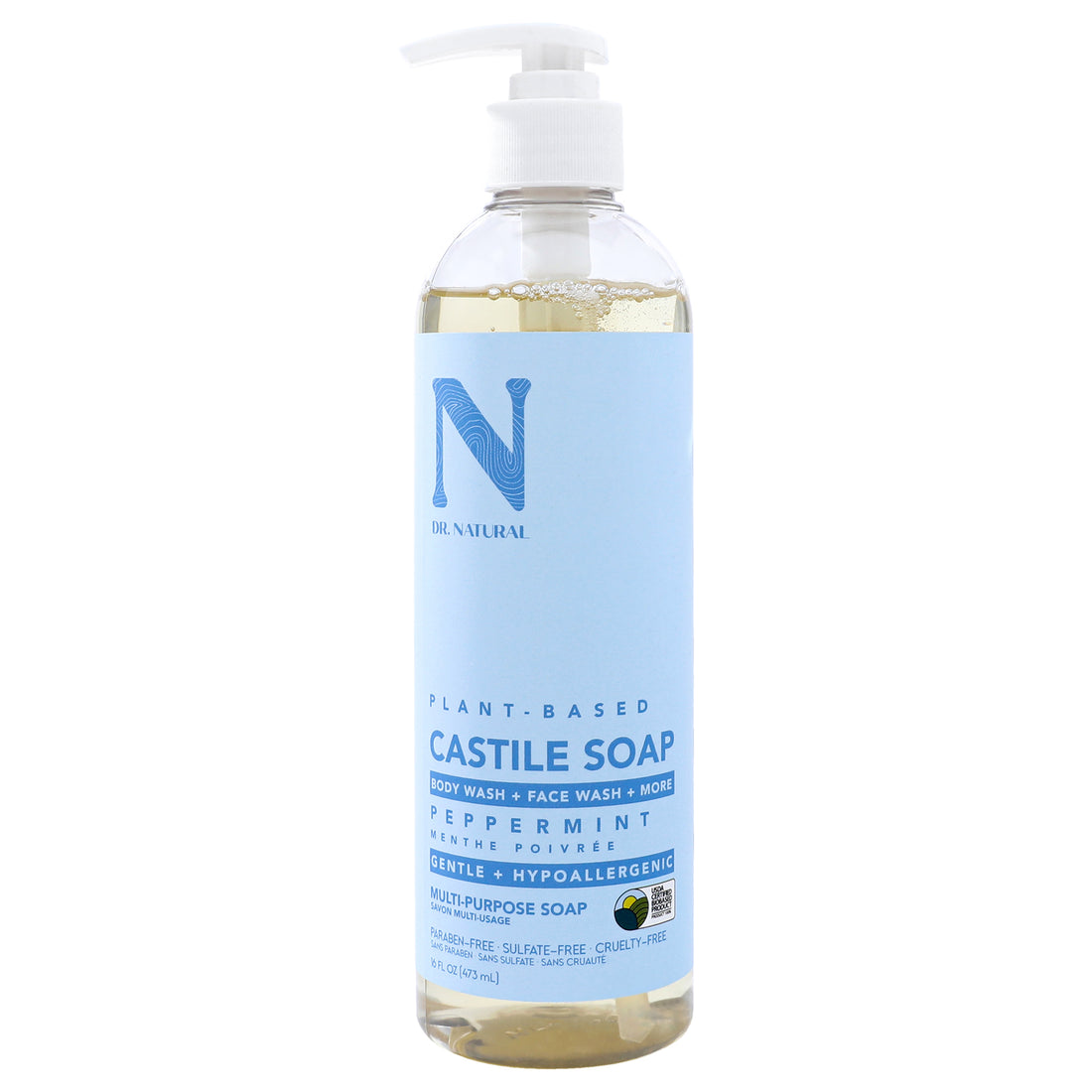 Castile Liquid Soap - Peppermint by Dr. Natural for Unisex - 16 oz Soap