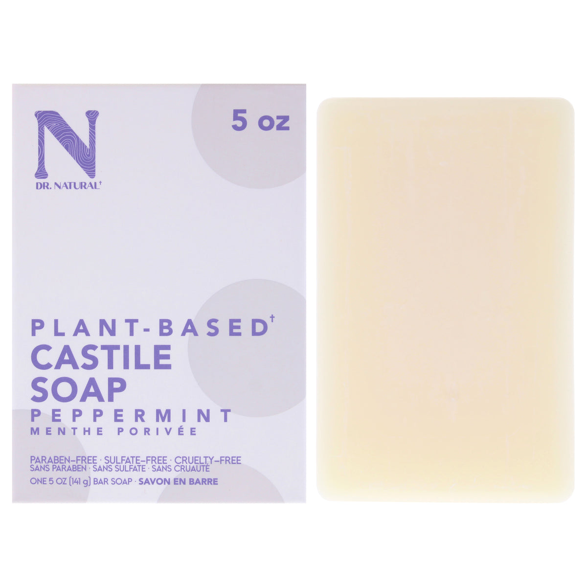 Castile Bar Soap - Peppermint by Dr. Natural for Unisex - 5 oz Soap