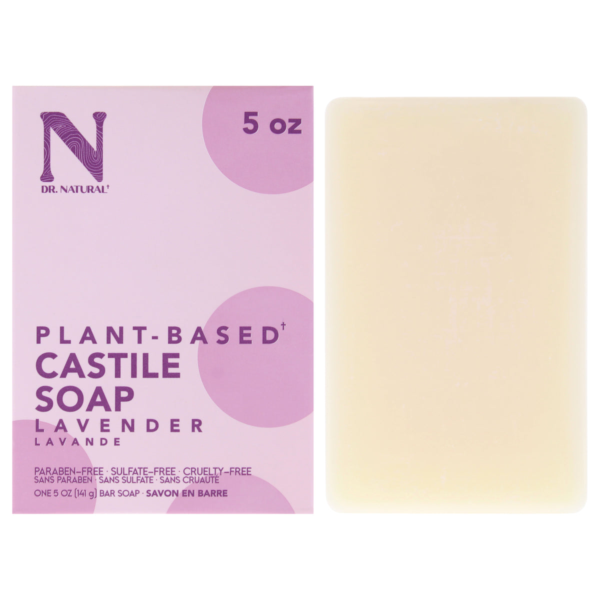 Castile Bar Soap - Lavender by Dr. Natural for Unisex - 5 oz Soap