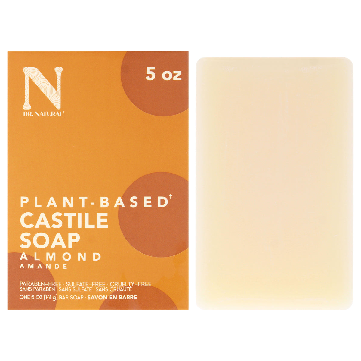 Castile Bar Soap - Almond by Dr. Natural for Unisex - 5 oz Soap