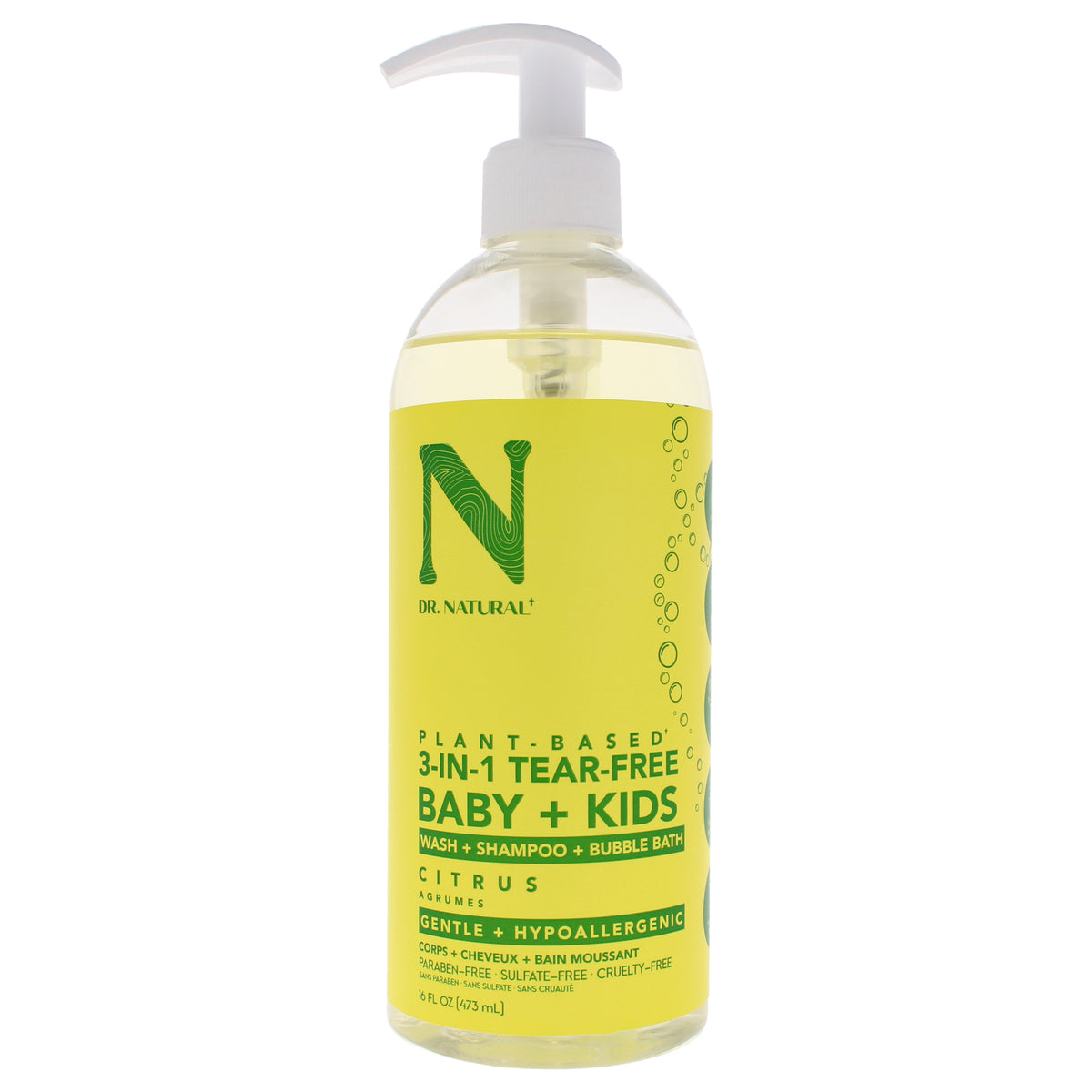 3-in-1 Tear-Free Baby Plus Kids Soap - Citrus by Dr. Natural for Kids - 16 oz Soap
