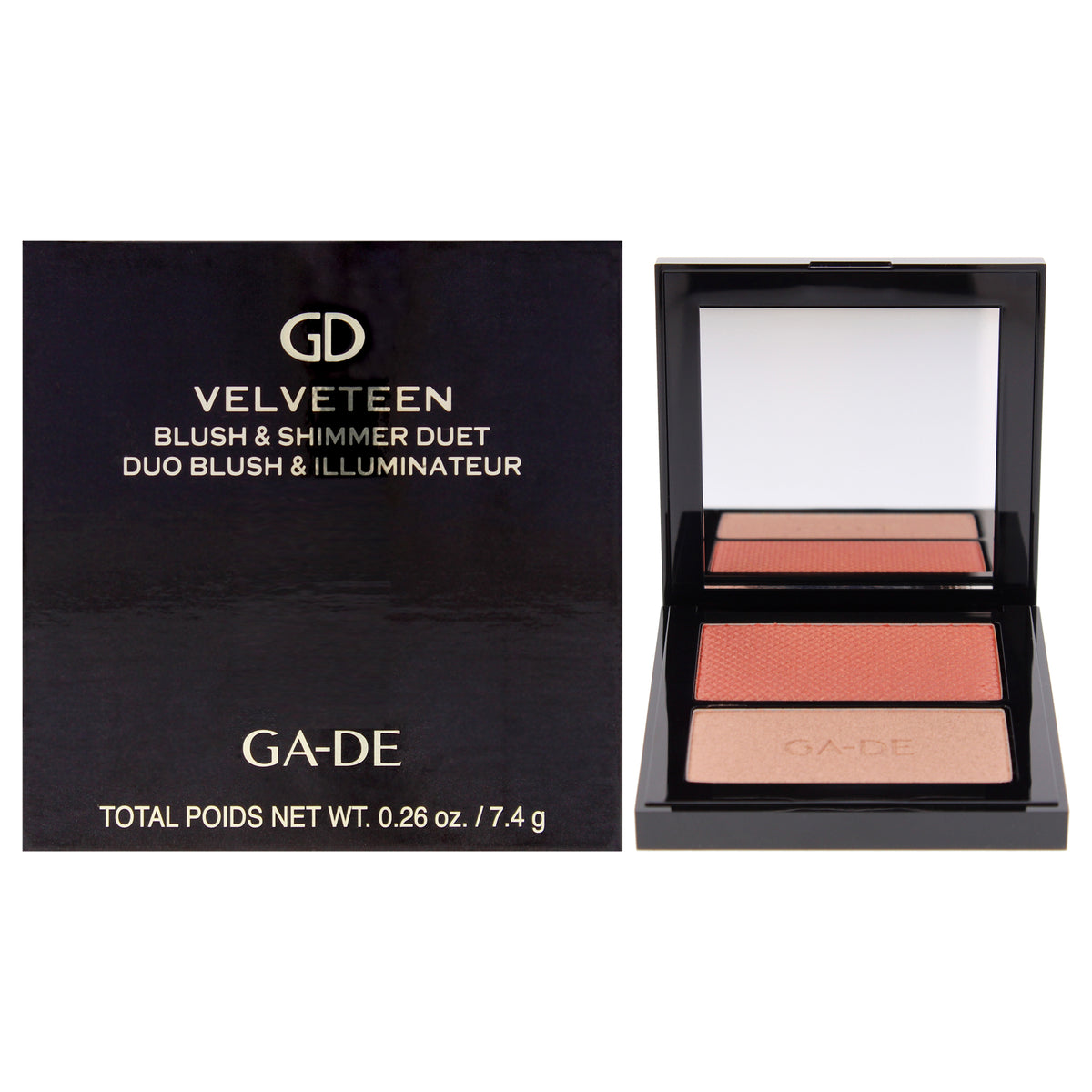 Velveteen Blush and Shimmer Duet - 48 Peach and Glow by GA-DE for Women - 0.26 oz Blush