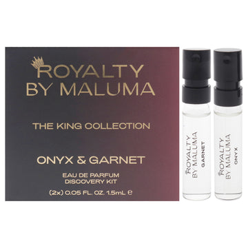 The King Collection by Royalty By Maluma for Men - 2 Pc Mini Gift Set 0.05oz Onyx EDP Spray Vial (Mini), 0.05oz Garnet EDP Spray Vial (Mini)