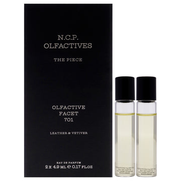 The Piece - Silver by NCP for Unisex - 3 Pc 2 x 4.9ml Olfactive Facet -701 Leather and Vetiver EDP Roll On, Necklace
