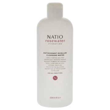Rosewater Antioxidant Micellar Cleansing Water by Natio for Women - 8.4 oz Cleanser