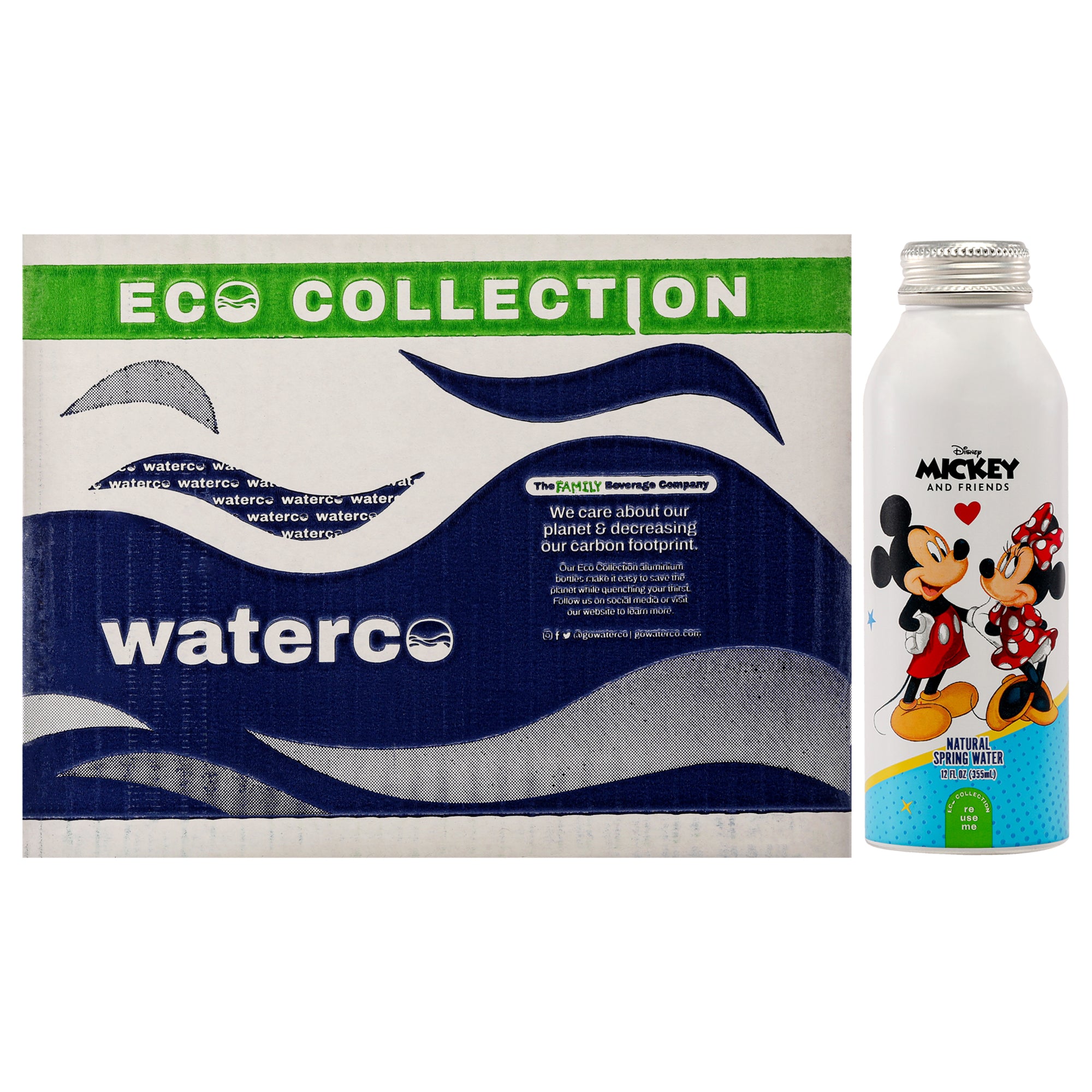 Disney Mickey and Minnie Mouse Water Bottle - Aluminum Material by Disney Water for Unisex - 12 x 12 oz Water