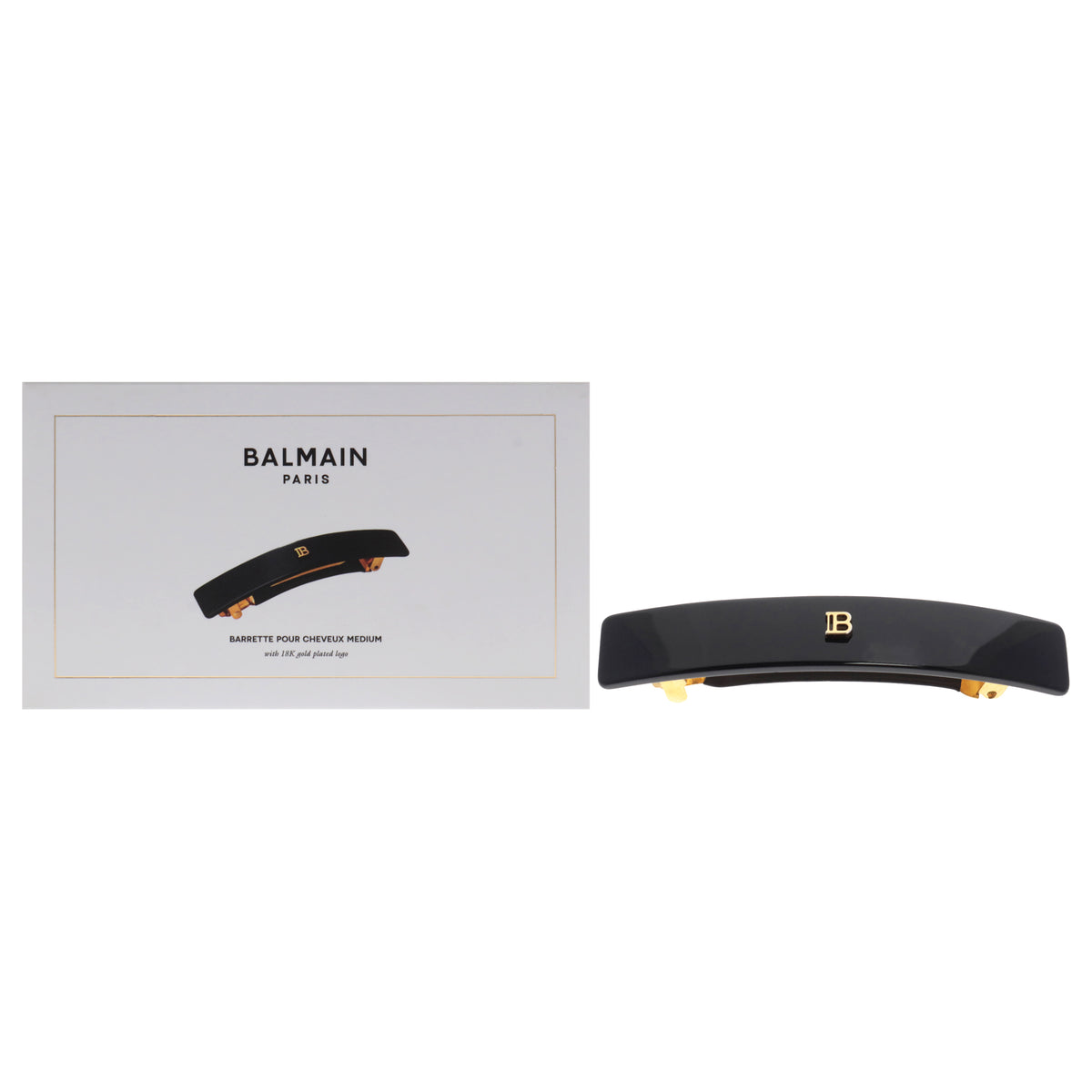 Cellulose Acetate Barrette Pour Cheveux Medium - Black by Balmain Hair Couture for Women - 1 Pc Hair Clip