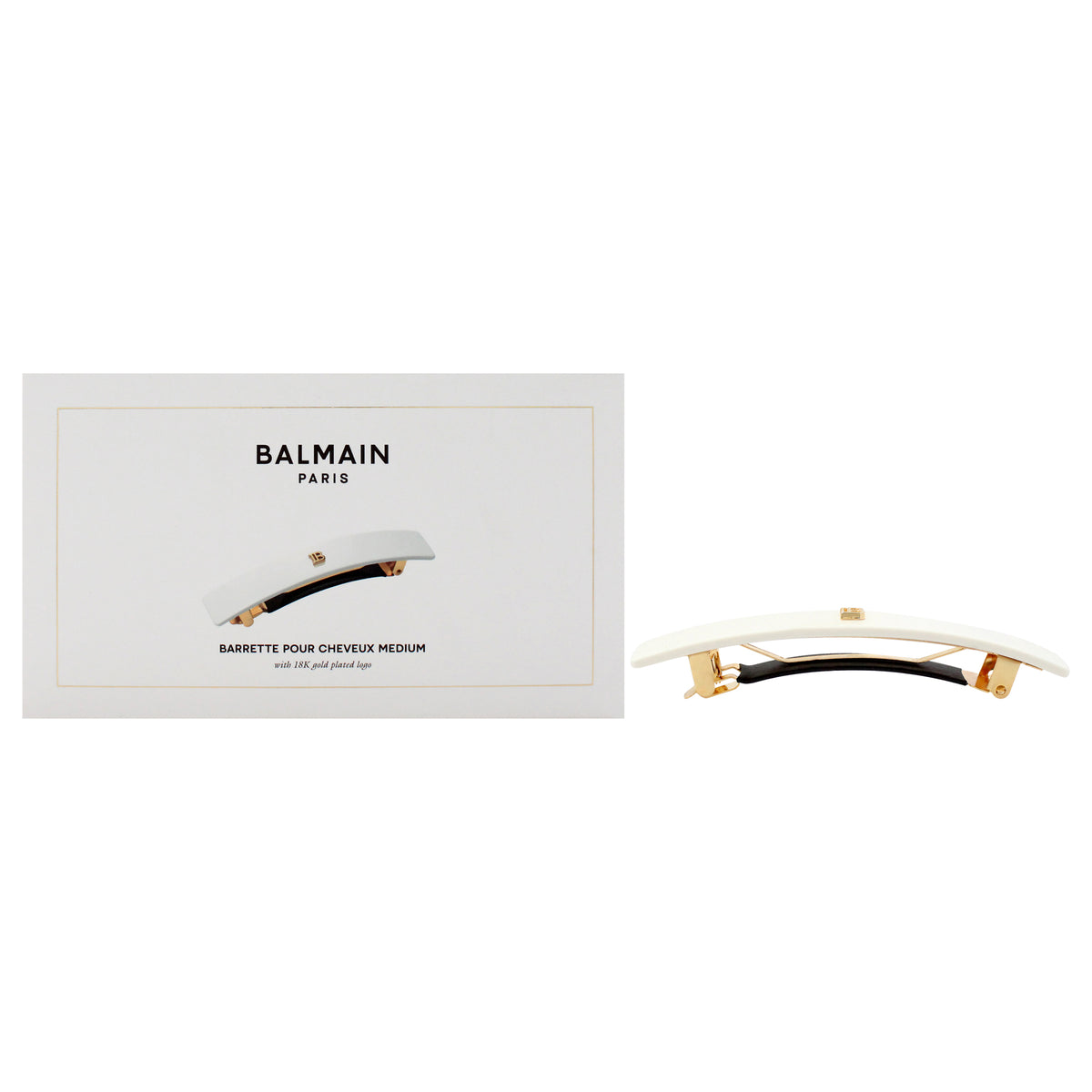 Cellulose Acetate Barrette Pour Cheveux Medium - White by Balmain Hair Couture for Women - 1 Pc Hair Clip