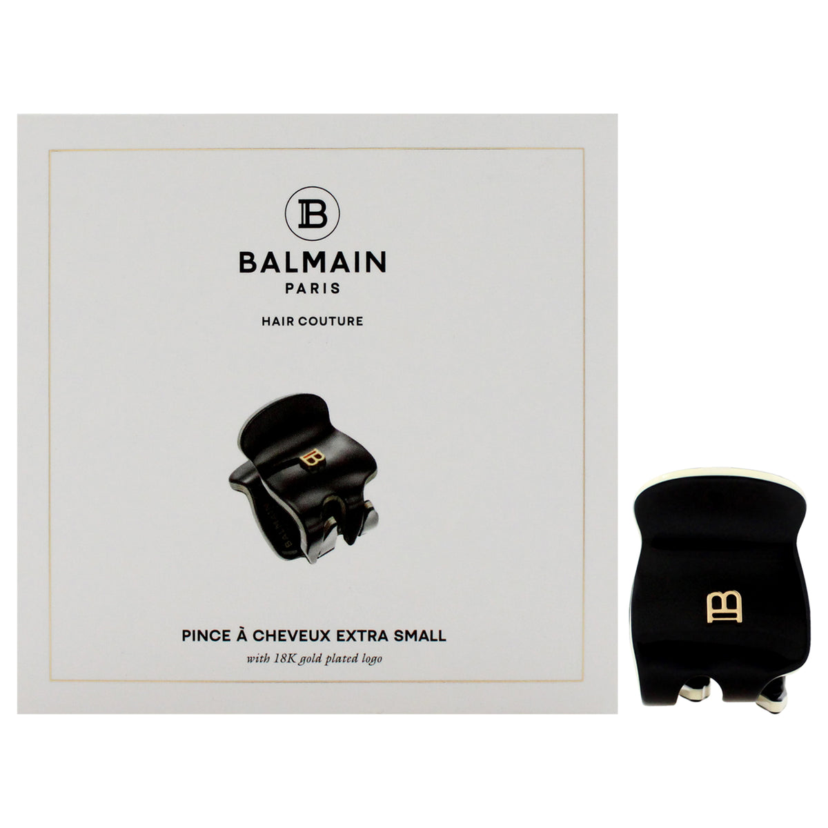 Cellulose Acetate Pince a Cheveux Extra Small - Black-White by Balmain Hair Couture for Women - 1 Pc Hair Clip