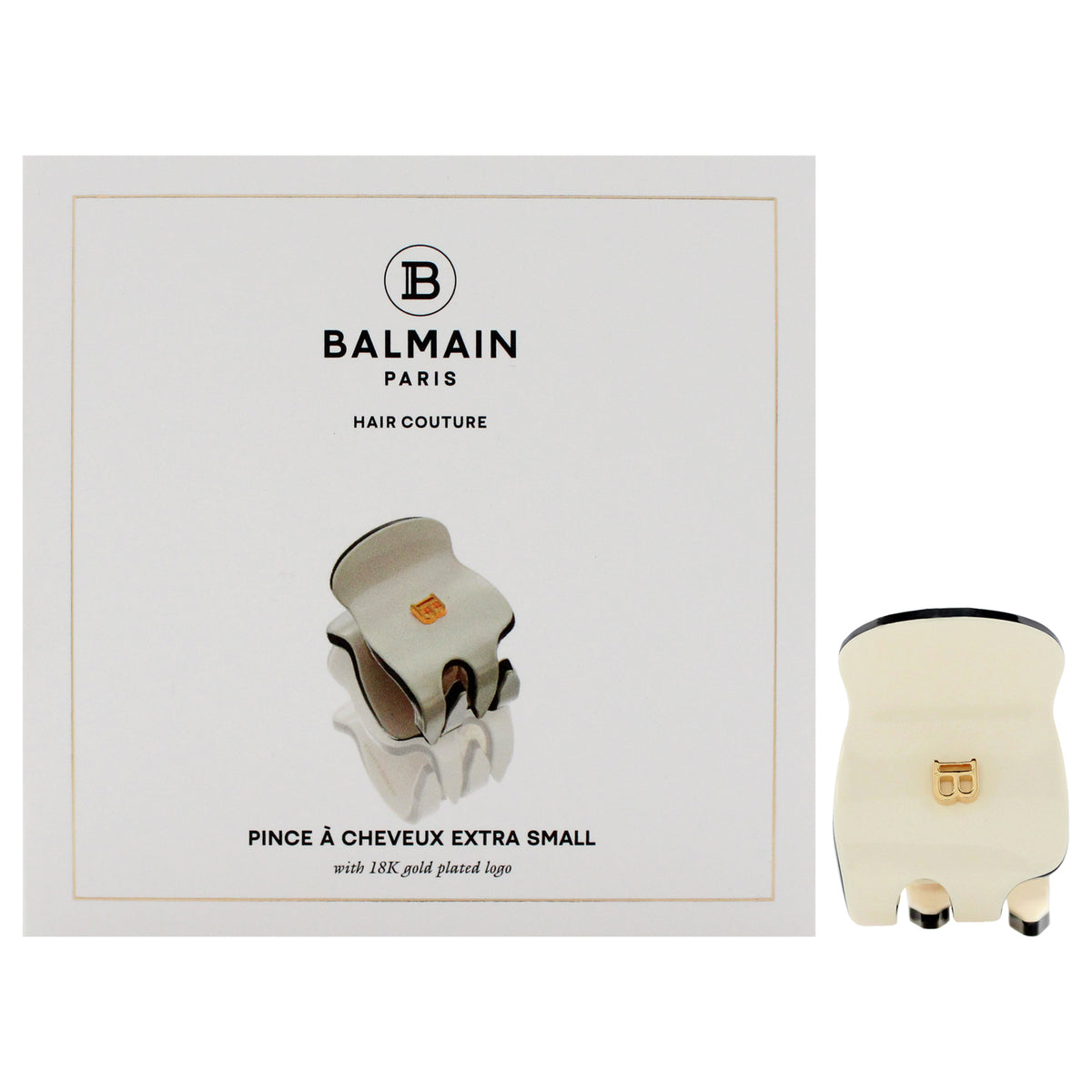 Cellulose Acetate Pince a Cheveux Extra Small - White-Black by Balmain Hair Couture for Women - 1 Pc Hair Clip