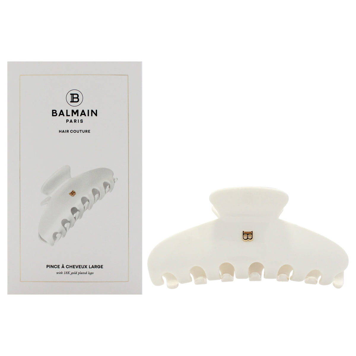 Cellulose Acetate Pince a Cheveux Large - White by Balmain Hair Couture for Women - 1 Pc Hair Clip