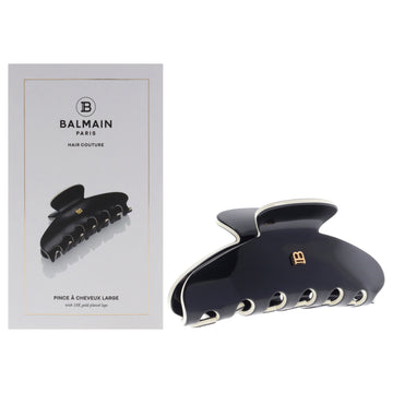 Cellulose Acetate Pince a Cheveux Large - Black-White by Balmain Hair Couture for Women - 1 Pc Hair Clip