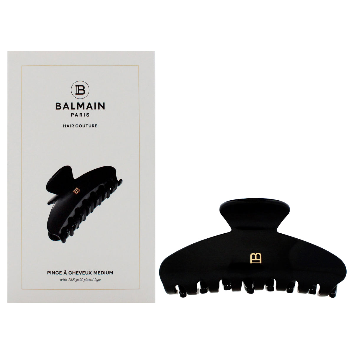 Cellulose Acetate Pince a Cheveux Medium - Black by Balmain Hair Couture for Women - 1 Pc Hair Clip