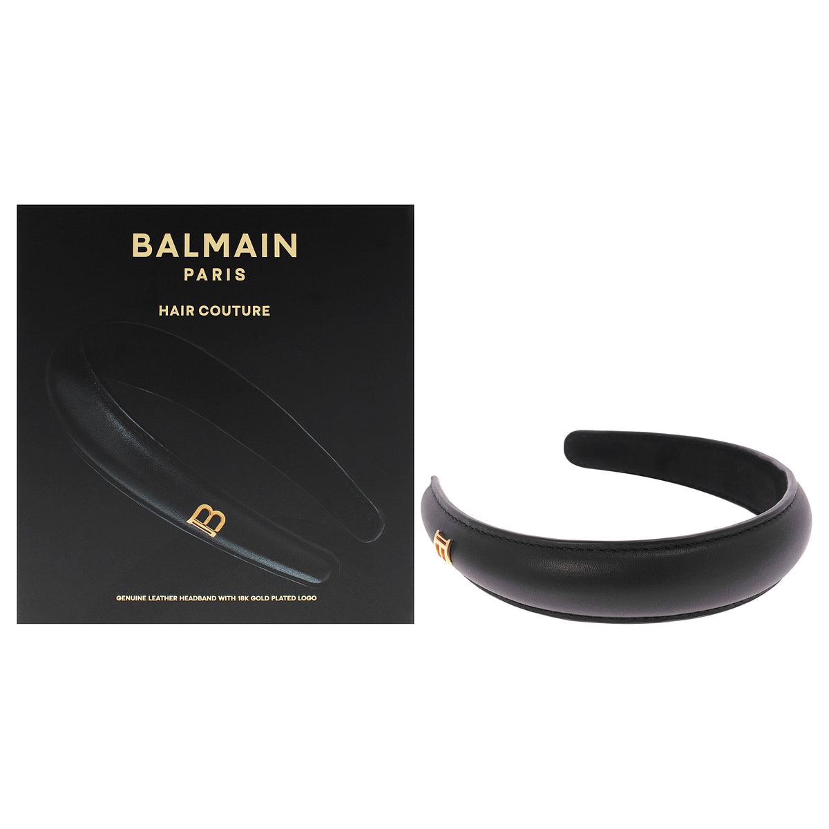 Leather Puffed Headband - Black by Balmain Hair Couture for Women - 1 Pc Headband