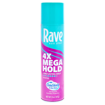 4X Mega Scented Aerosol Hairspray by Rave for Unisex - 11 oz Hair Spray