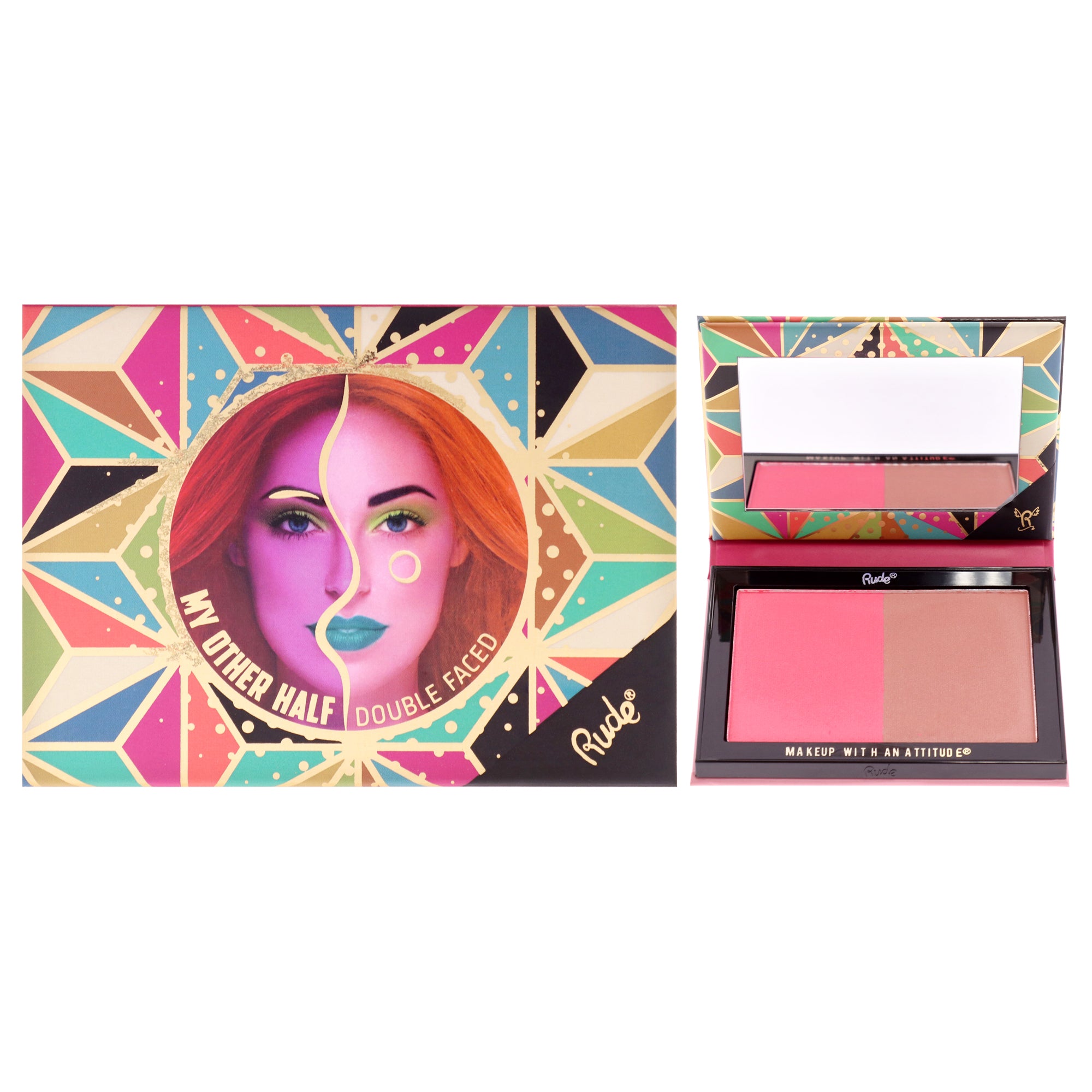 My Other Half Duo Shade Face Palette - Double Faced by Rude Cosmetics for Women - 0.458 oz Makeup