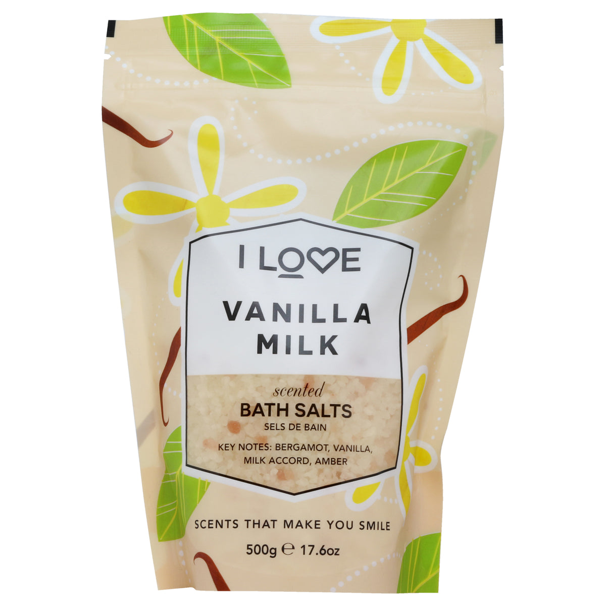 Scented Bath Salts - Vanilla Milk by I Love Cosmetics for Women - 17.6 oz Bath Salt