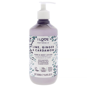 Naturals Hand and Body Lotion - Lime-Ginger and Cardamon by I Love Cosmetics for Women - 16.9 oz Body Lotion