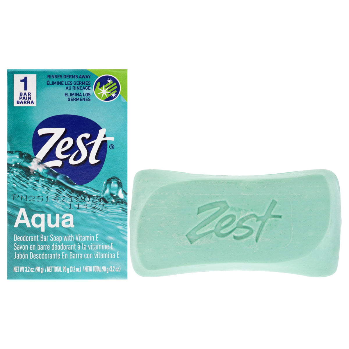 Deodorant Bar Soap - Aqua by Zest for Women - 3.2 oz Bar Soap