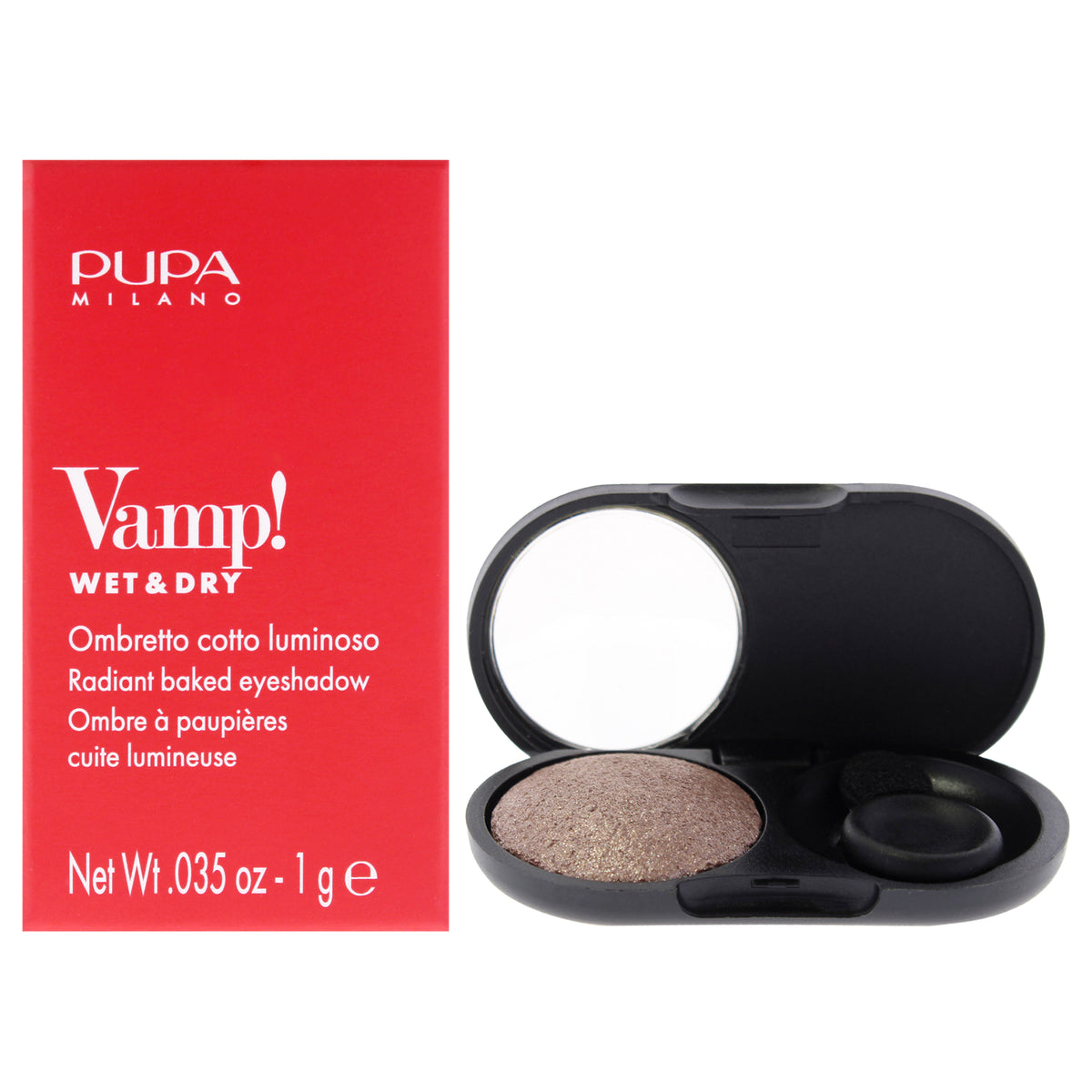 Vamp! Wet and Dry Radiant Baked Eyeshadow - 404 Cold Taupe by Pupa Milano for Women - 0.035 oz Eye Shadow