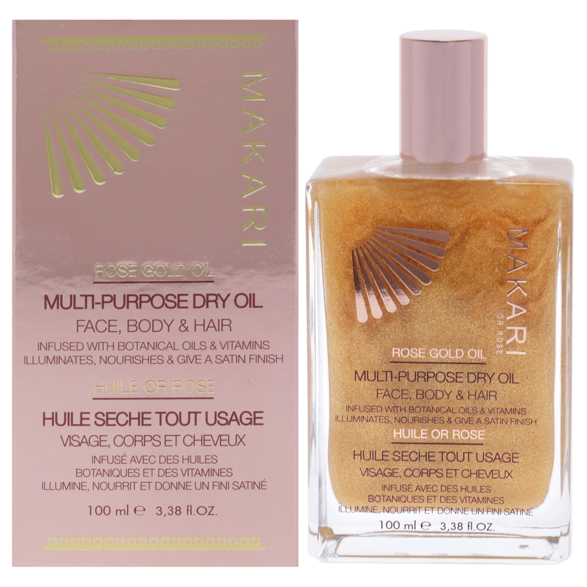 Rose Gold Multi Purpose Dry Oil by Makari for Women - 3.3 oz Oil