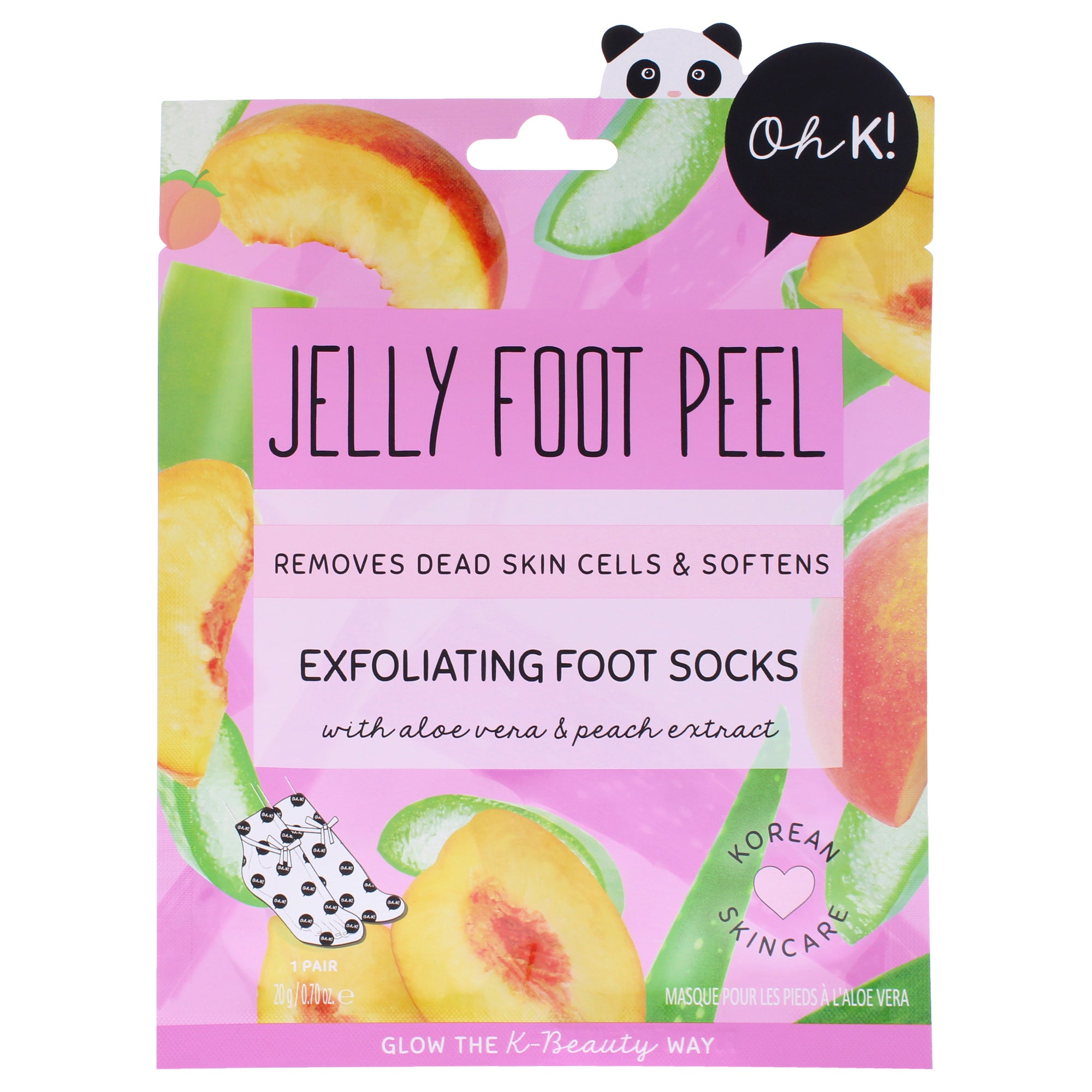 Jelly Foot Peel - Aloe Vera and Peach by Oh K! for Unisex - 1 Pair Mask