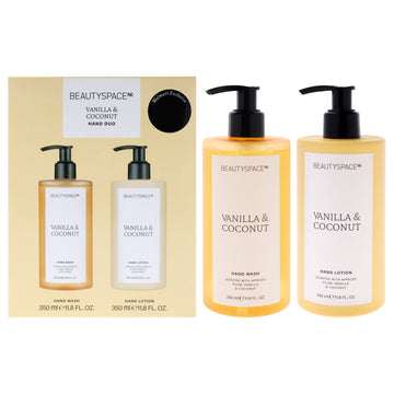 Beauty Space Hand Duo - Vanilla And Coconut by BeautySpace for Unisex - 2 Pc 11.8oz Hand Lotion, 11.8oz Hand Wash