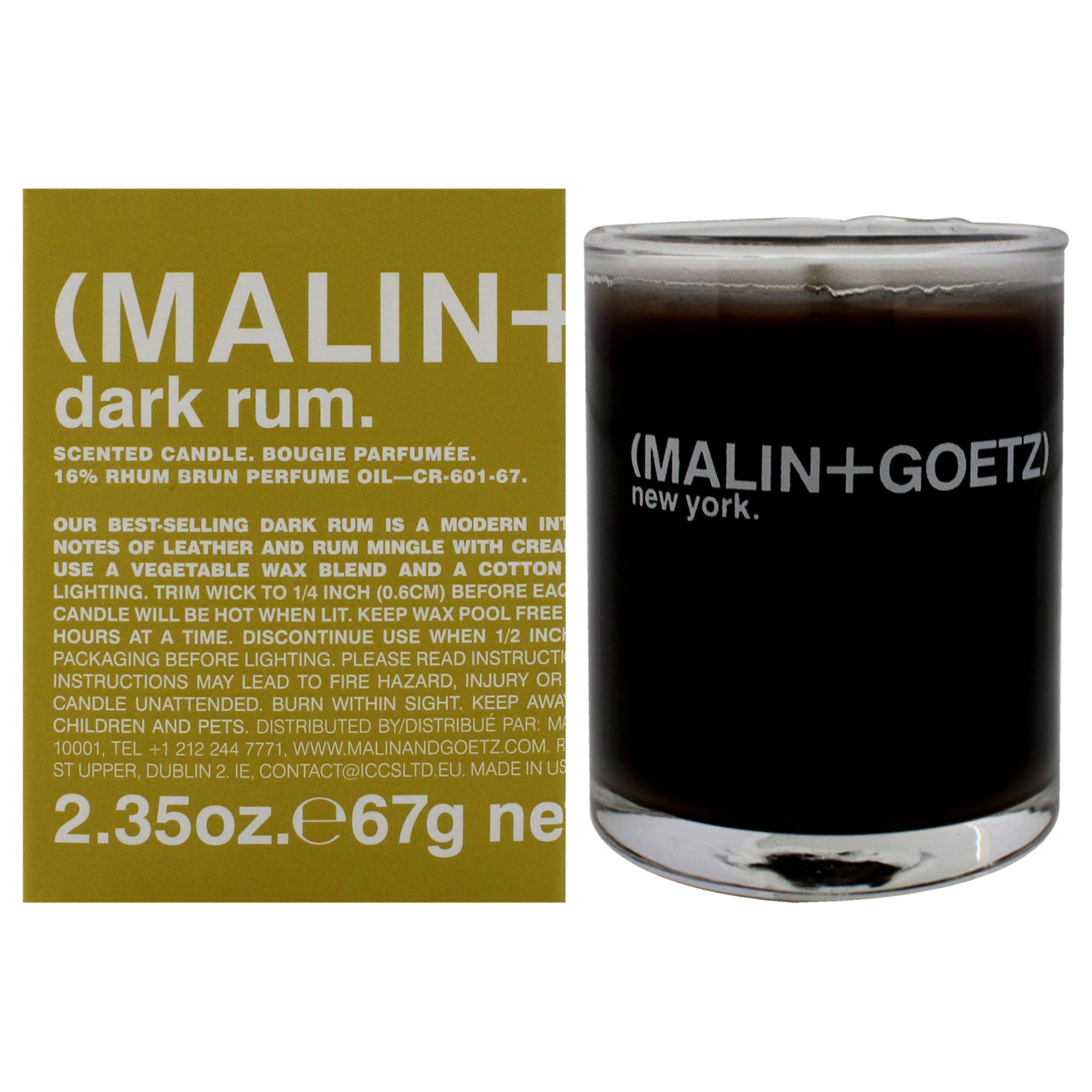 Scented Candle - Dark Rum Votive by Malin + Goetz for Unisex - 2.35 oz Candle