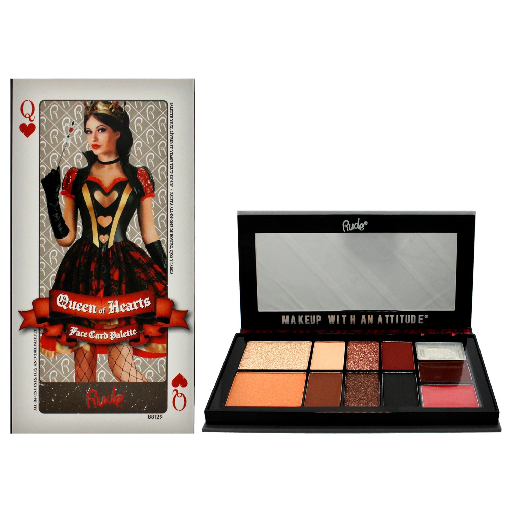 Face Card Palette - Queen of Hearts by Rude Cosmetics for Women - 0.51 oz Makeup