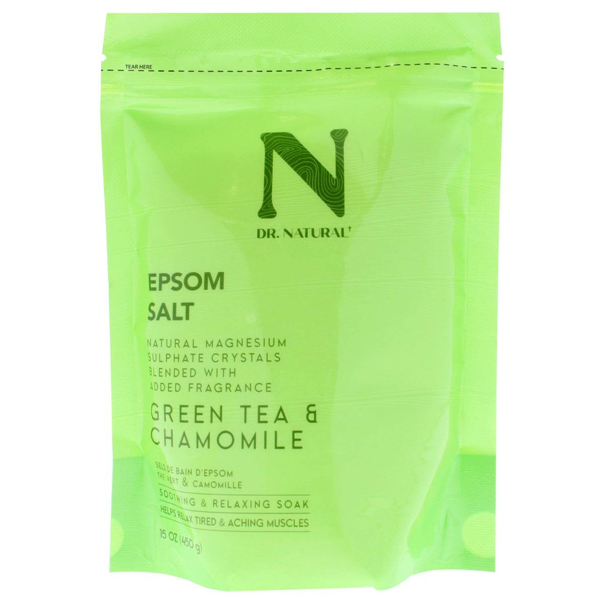 Epsom Salt - Green Tea and Chamomile by Dr. Natural for Unisex - 15 oz Bath Salt