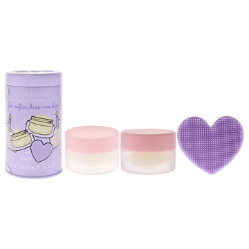 All Natural Lip Treatment Set - Birthday Cake by NCLA for Women - 3 Pc 0.34oz Lip Balm, 0.5oz Lip Scrub, Silicone Lip Scrubber
