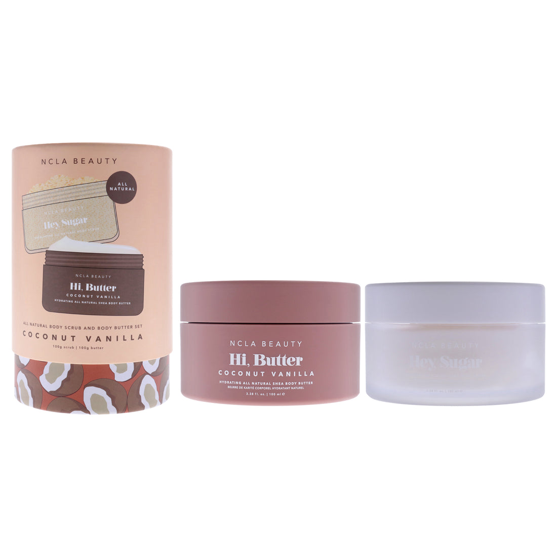 All Natural Body Scrub and Body Butter Set - Coconut Vanilla by NCLA for Women - 2 Pc 3.38oz Body Butter, 3.38oz Body Scrub