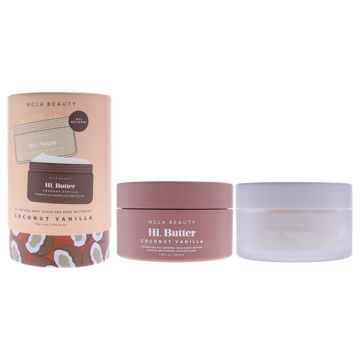 All Natural Body Scrub and Body Butter Set - Coconut Vanilla by NCLA for Women - 2 Pc 3.38oz Body Butter, 3.38oz Body Scrub