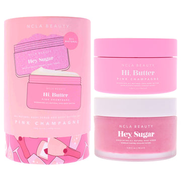 All Natural Body Scrub and Body Butter Set - Pink Champagne by NCLA for Women - 2 Pc 3.38oz Body Butter, 3.38oz Body Scrub