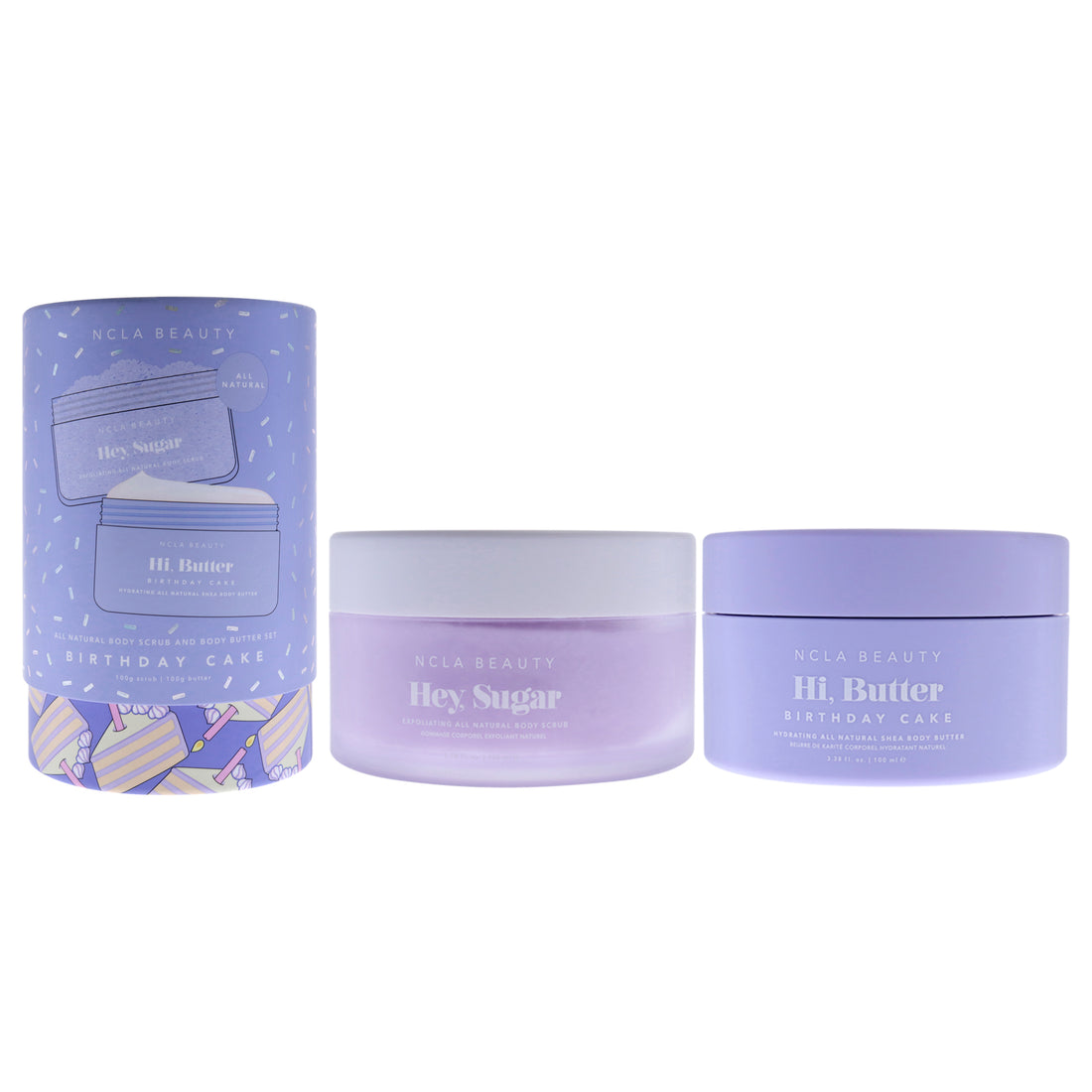 All Natural Body Scrub and Body Butter Set - Birthday Cake by NCLA for Women - 2 Pc 3.38oz Body Butter, 3.38oz Body Scrub