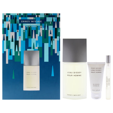 LEau DIssey by Issey Miyake for Men - 3 Pc Gift Set 4.2oz EDT Spray, 0.33oz EDT Spray (Mini), 1.6oz Shower Gel