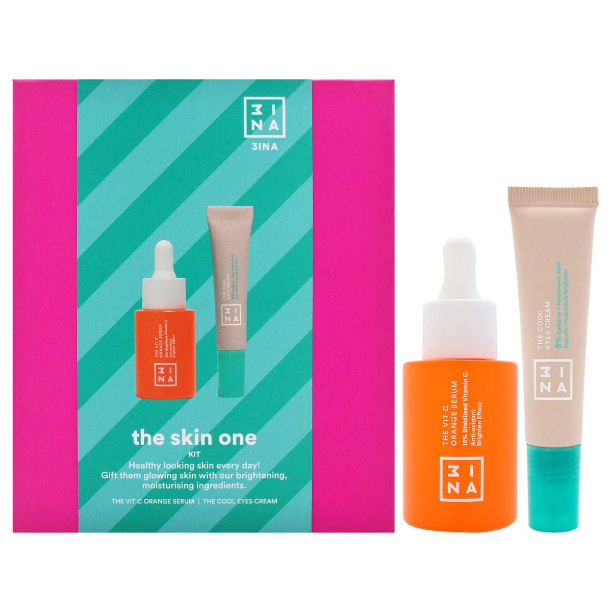 The Skin One Kit by 3INA for Women - 2 Pc 1.01oz The Vitamin C Eye Serum, 0.50oz The Cool Eyes Cream