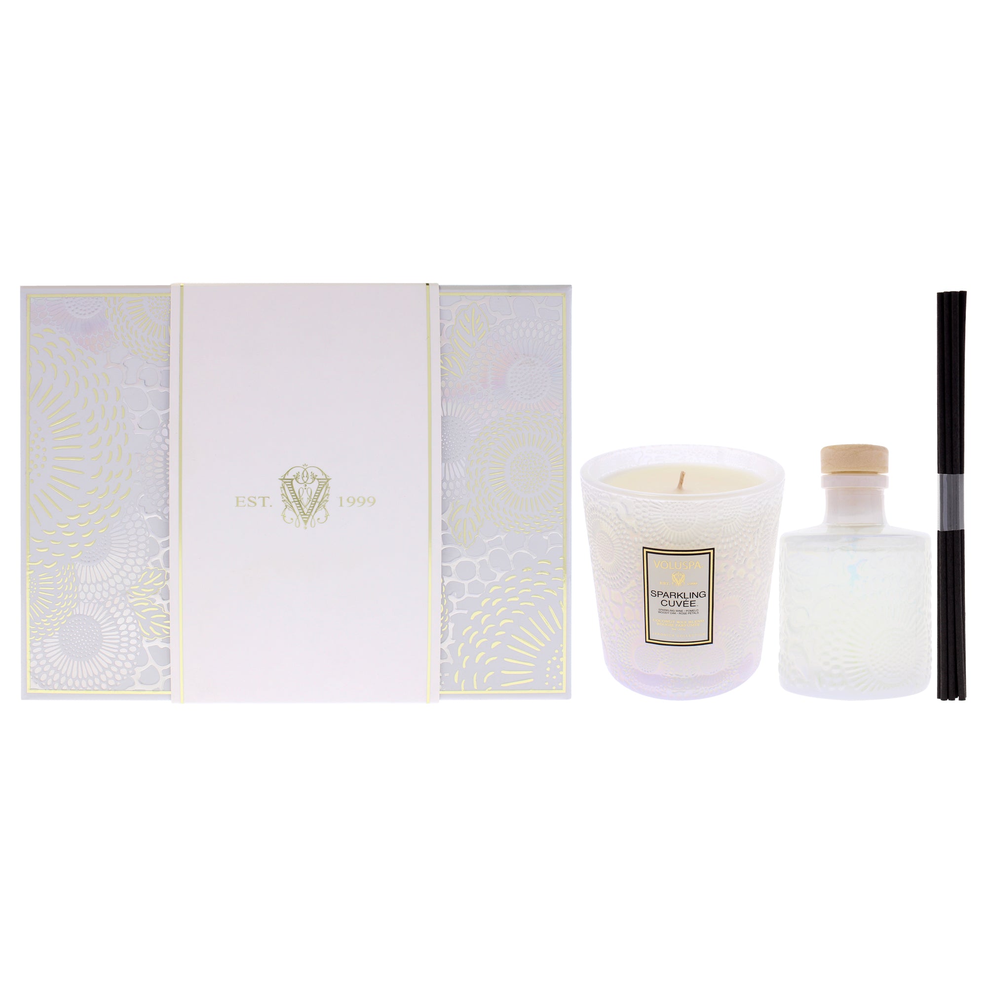 Japonica Collection - Sparkling Cuvee the celebration Set by Voluspa for Unisex - 2 Pc 9oz Candle, 3.4oz Reed Diffuer