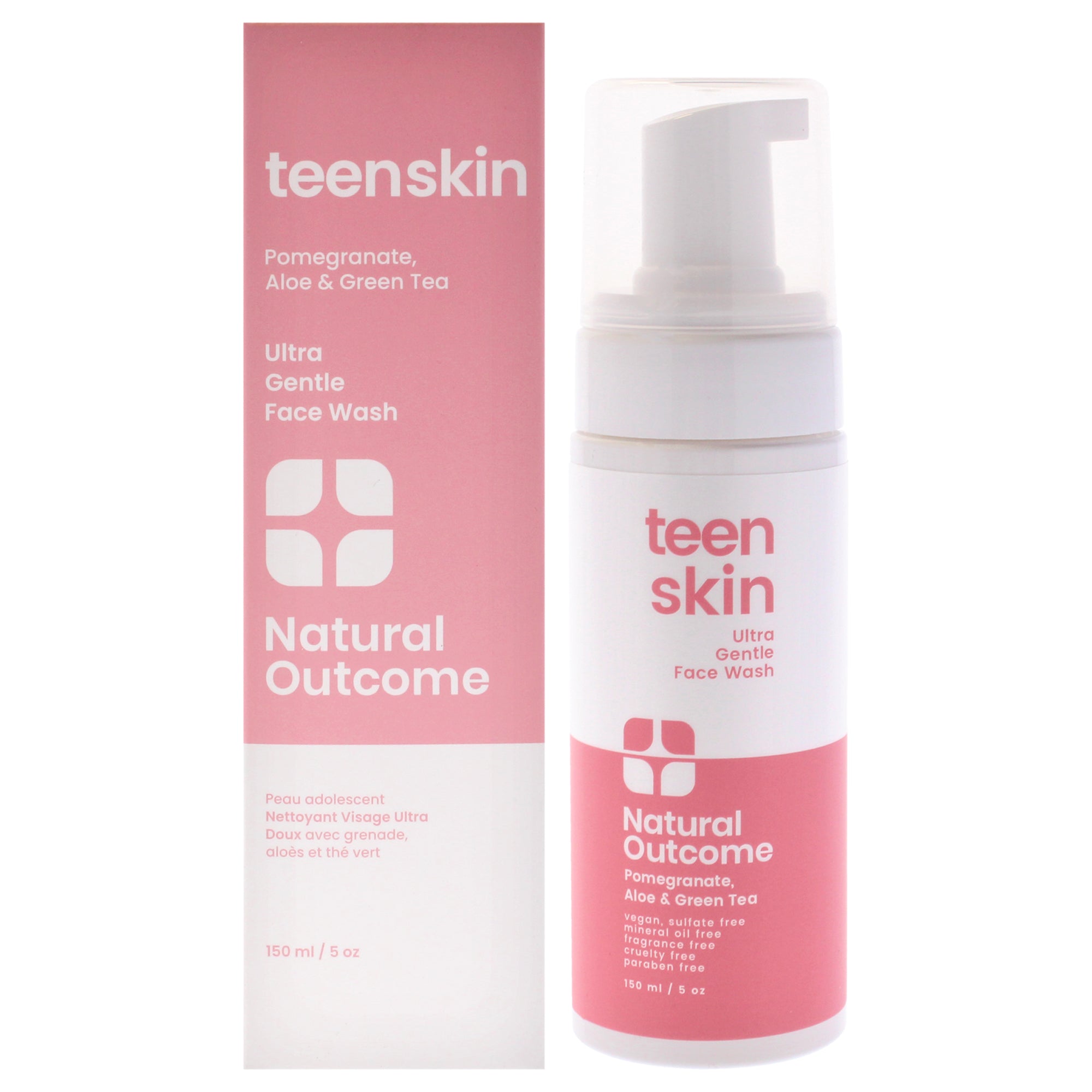 Teenskin Ultra Gentle Face Wash by Natural Outcome for Women - 5 oz Foam