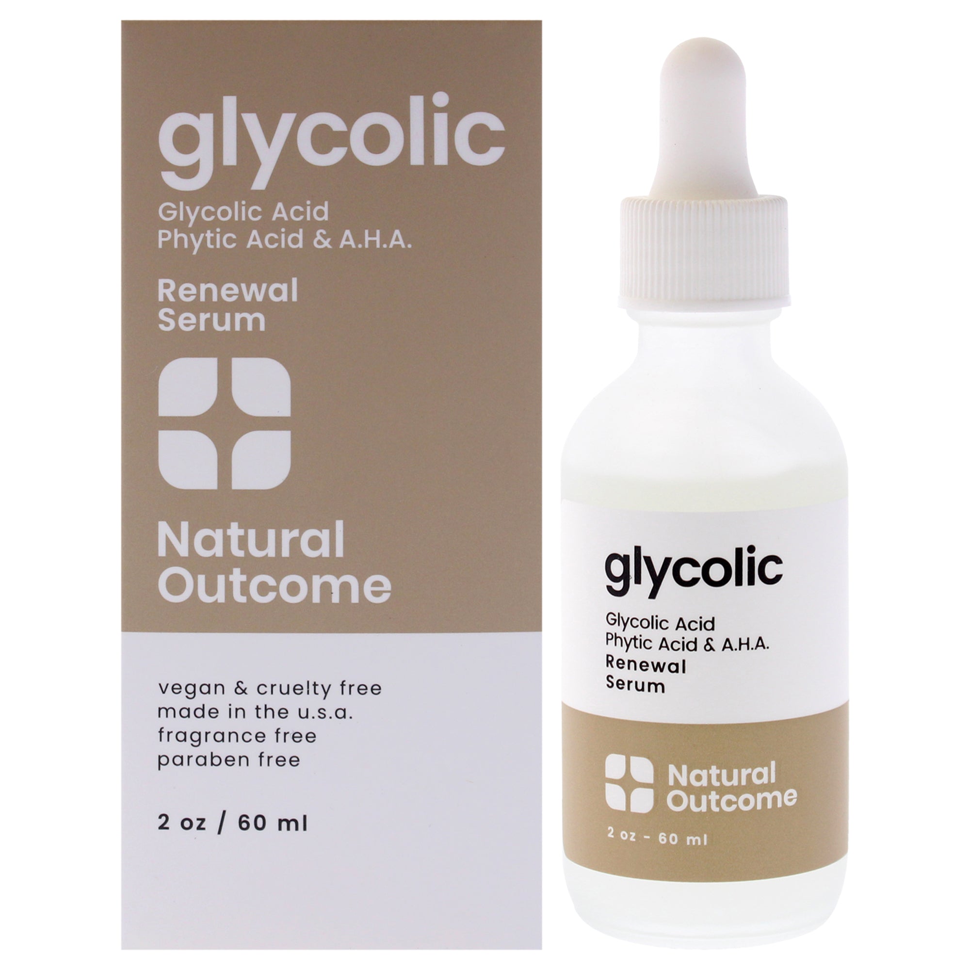 Glycolic Acid Renewal Serum by Natural Outcome for Women - 2 oz Serum