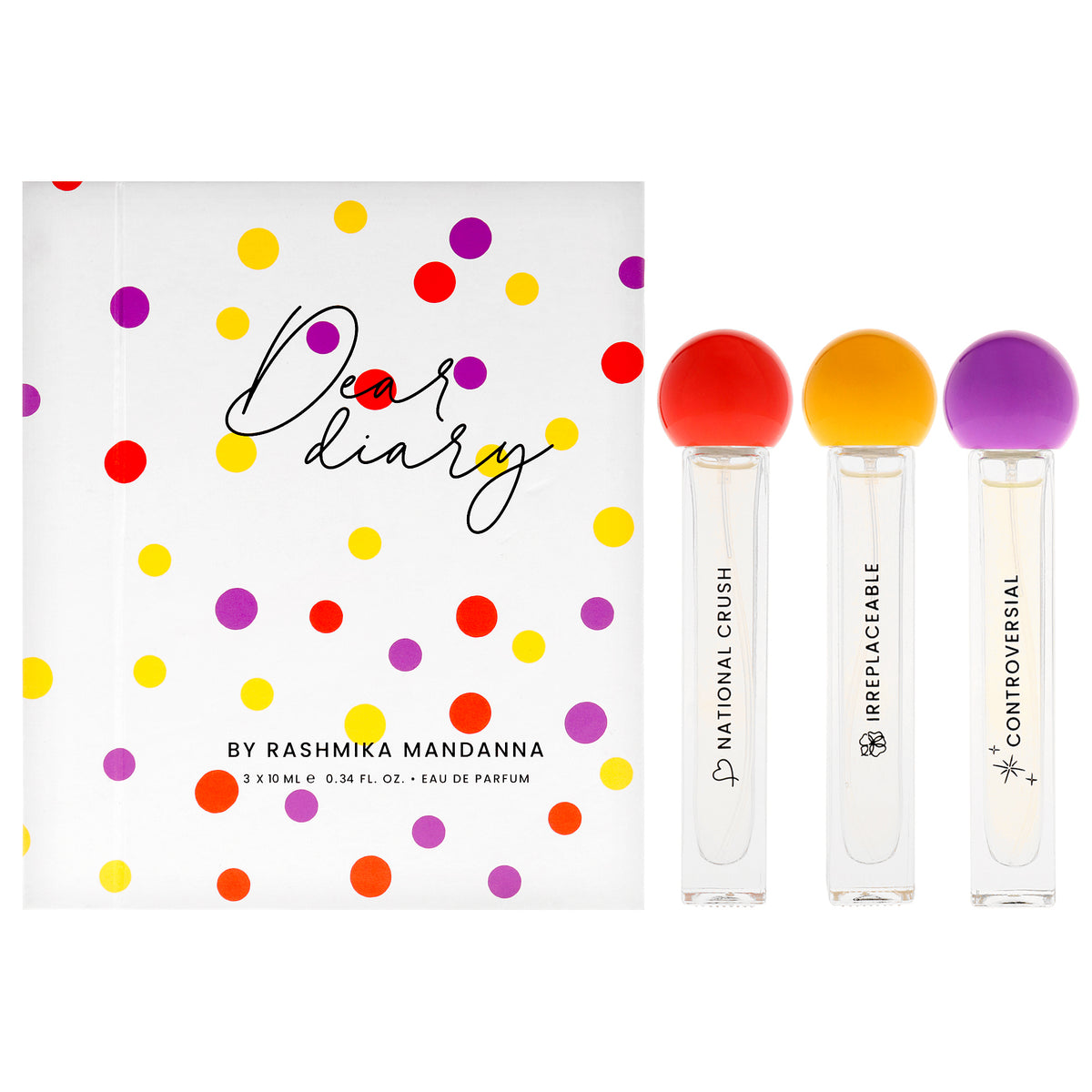 Lollipop Book Set by Dear Diary for Women - 3 Pc Mini Gift Set 0.34oz National Crush EDP Spray, 0.34oz Irreplaceable EDP Spray, 0.34oz Controversial EDP Spray