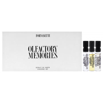 Discovery Kit by Fornasetti for Unisex - 3 Pc Mini GiftSet 0.05oz Immaginazione Extrait De Parfum Spray Vial, 0.05oz Frutto Proibito Extrait De Parfum Spray Vial, 0.05oz Giardino Segreto Extrait De Parfum Spray Vial